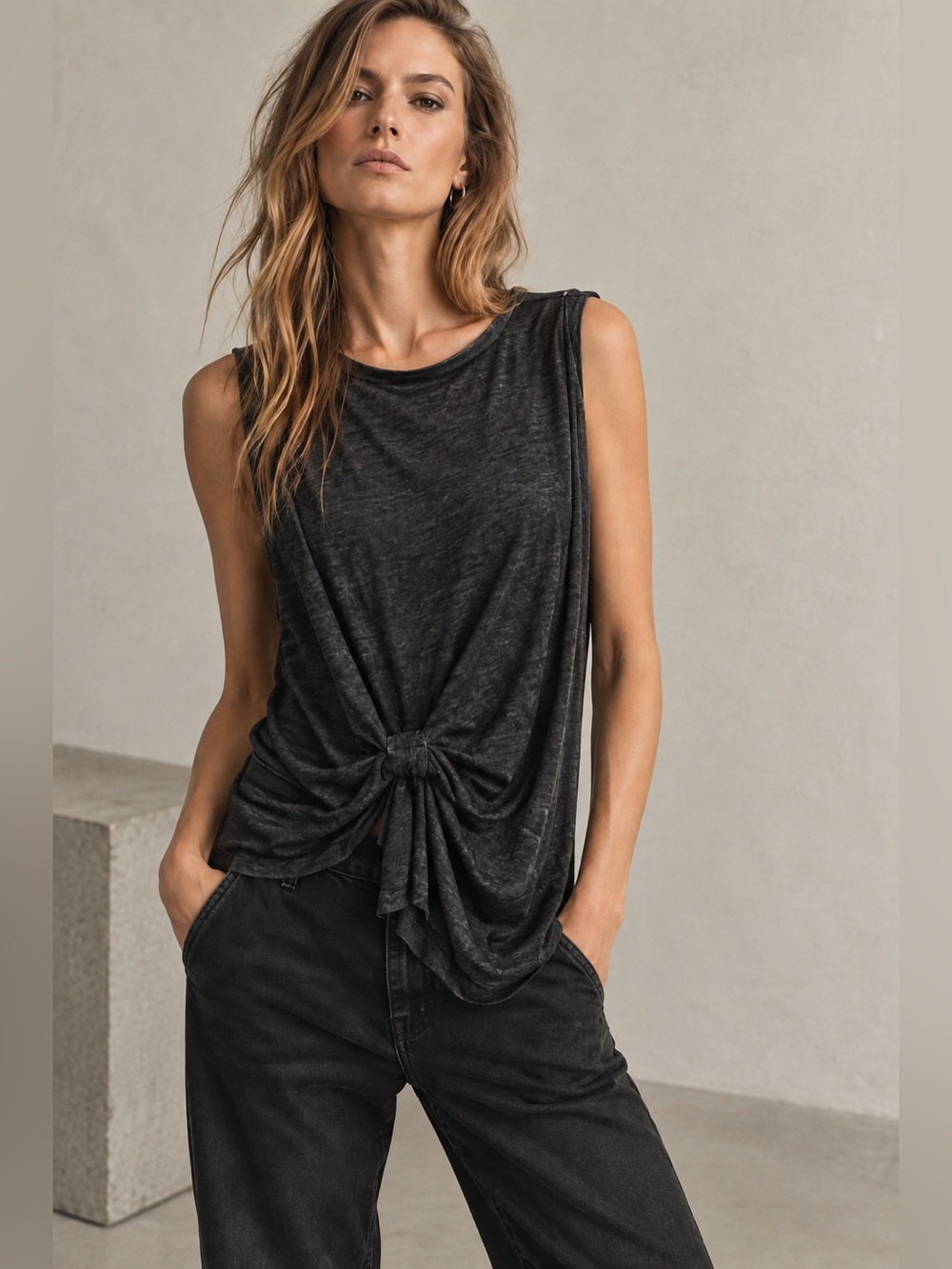 All Saints Rivi Vest Sleeveless Top Grey Small EUC